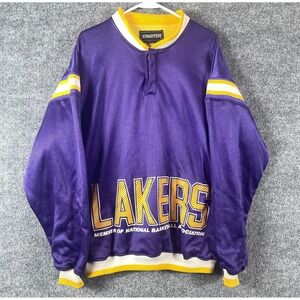 VTG Starter Los Angeles Lakers Sweatshirt Mens XL Purple Henley 90s Warm Up NBA